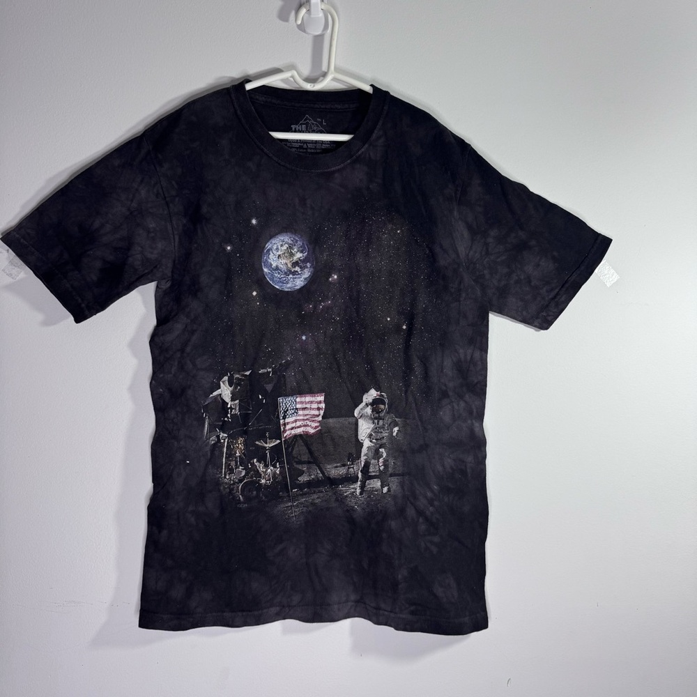 The Mountain NASA Moon Landing Graphic Tee Black Tie Dye Youth Large Space